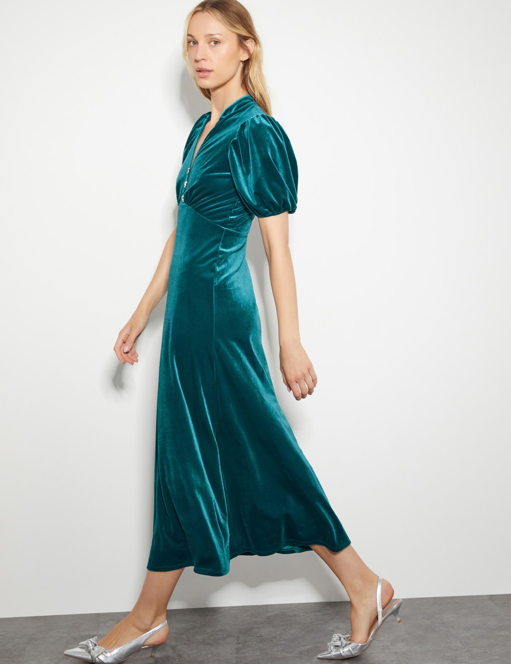 Velvet V Neck Maxi Shift Dress Monsoon M S