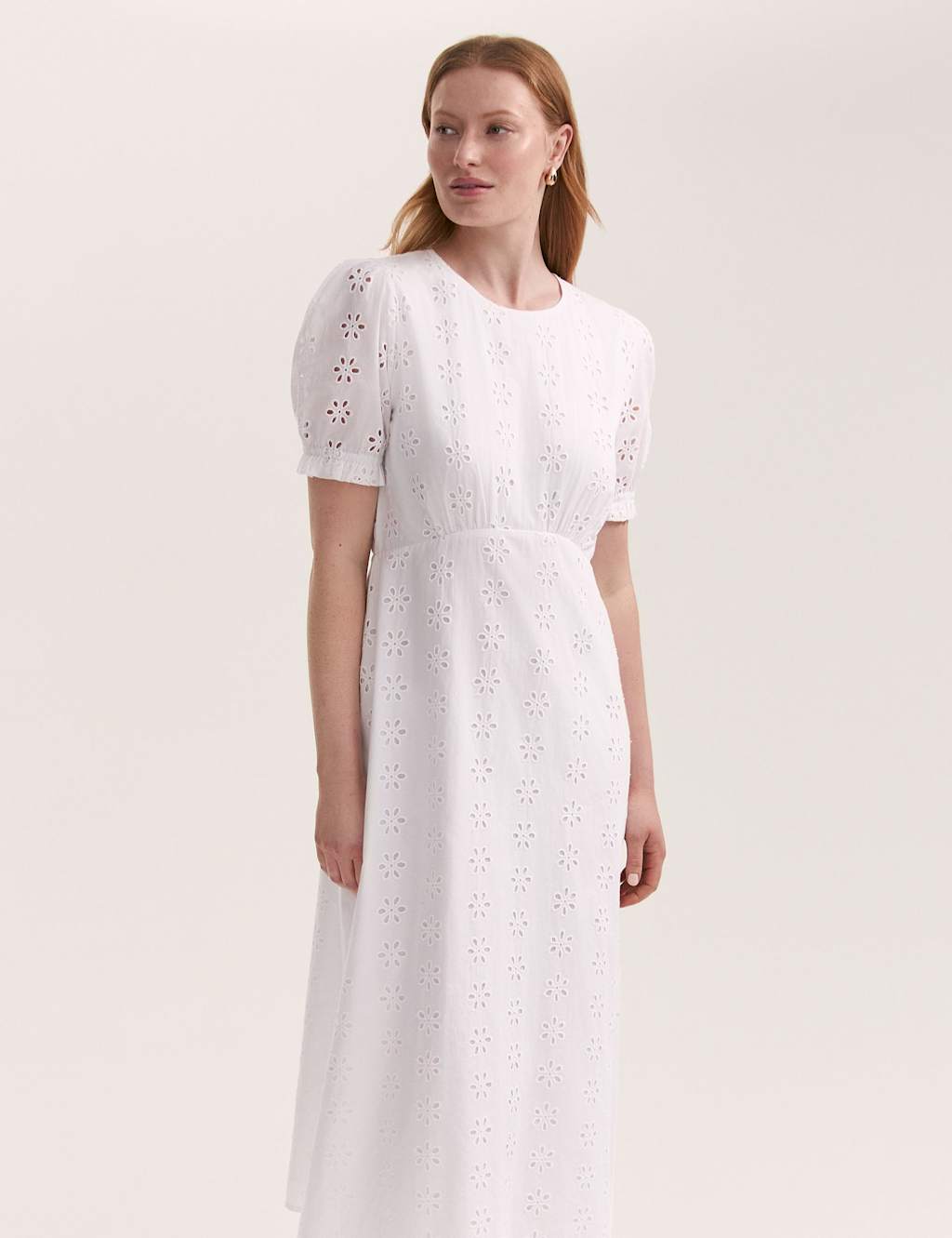 Pure Cotton Embroidered Midi Tea Dress 3 of 4