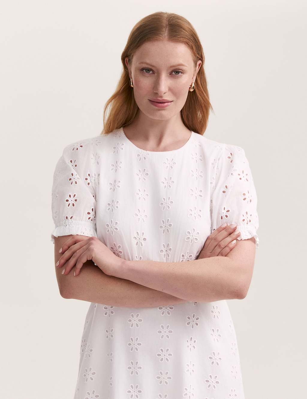 Pure Cotton Embroidered Midi Tea Dress 4 of 4