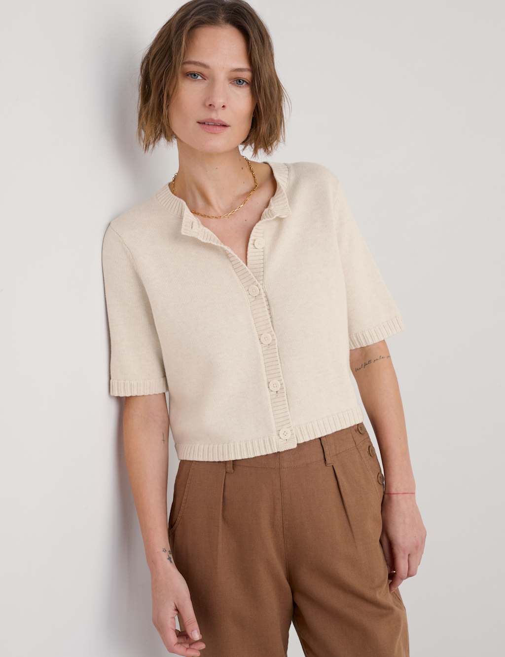 Pure Cotton Crew Neck Cardigan 3 of 4