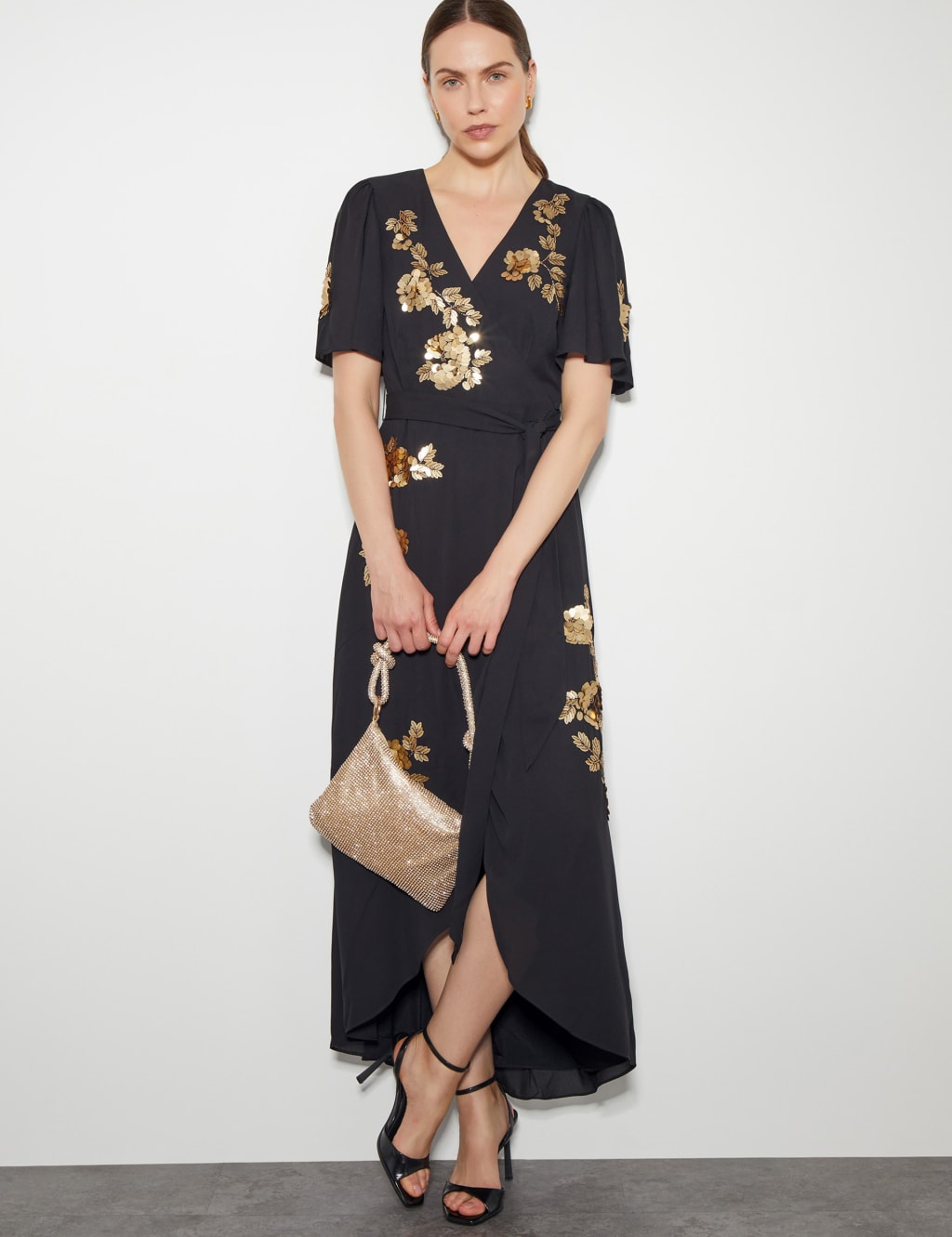 Sequin Maxi Wrap Dress Monsoon M S
