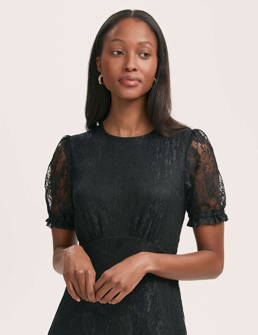 Chiffon Lace Empire Line Midi Tea Dress 4 of 4