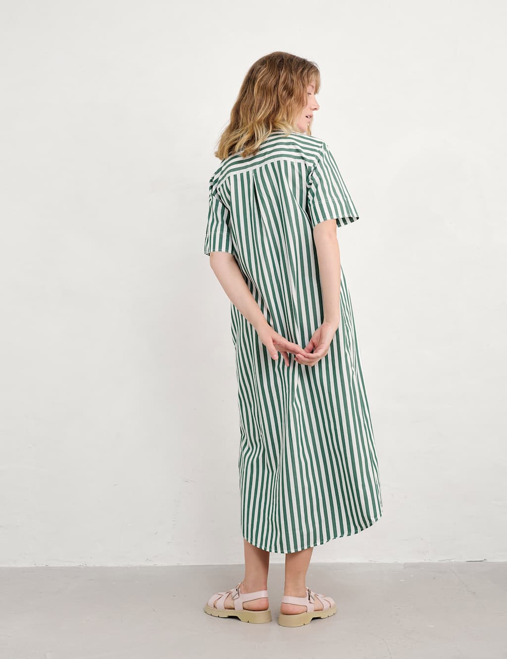 Pure Cotton Striped Midi Shirt Dress 4 of 5
