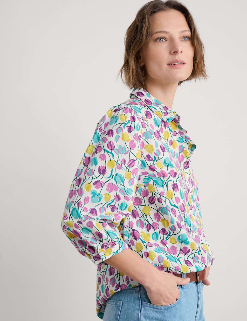 Pure Cotton Floral Blouse 3 of 4