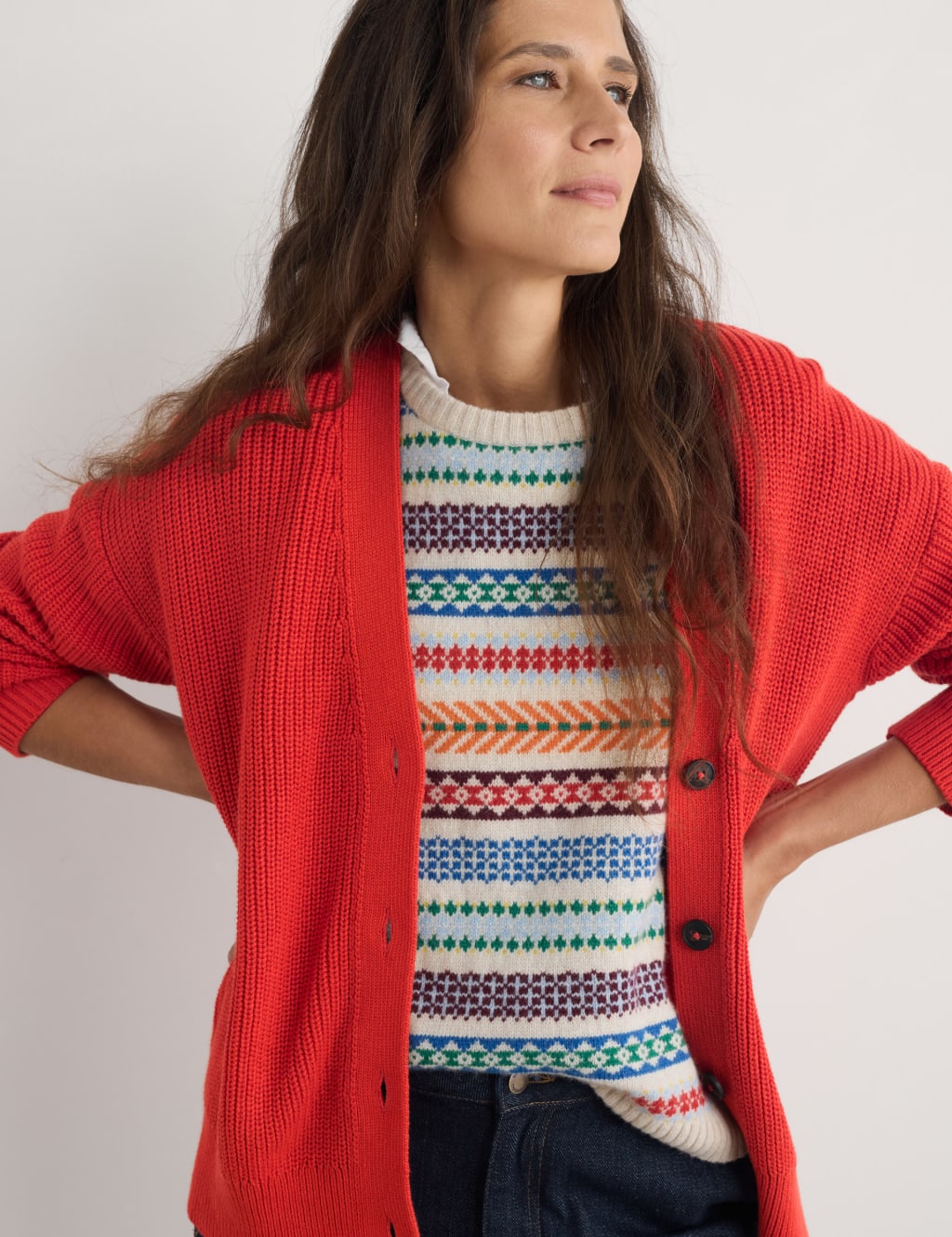 Pure Cotton Ribbed V-Neck Cardigan 3 of 4