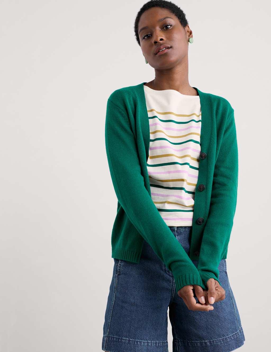 Cotton Blend Cardigan with Merino Wool 3 of 4