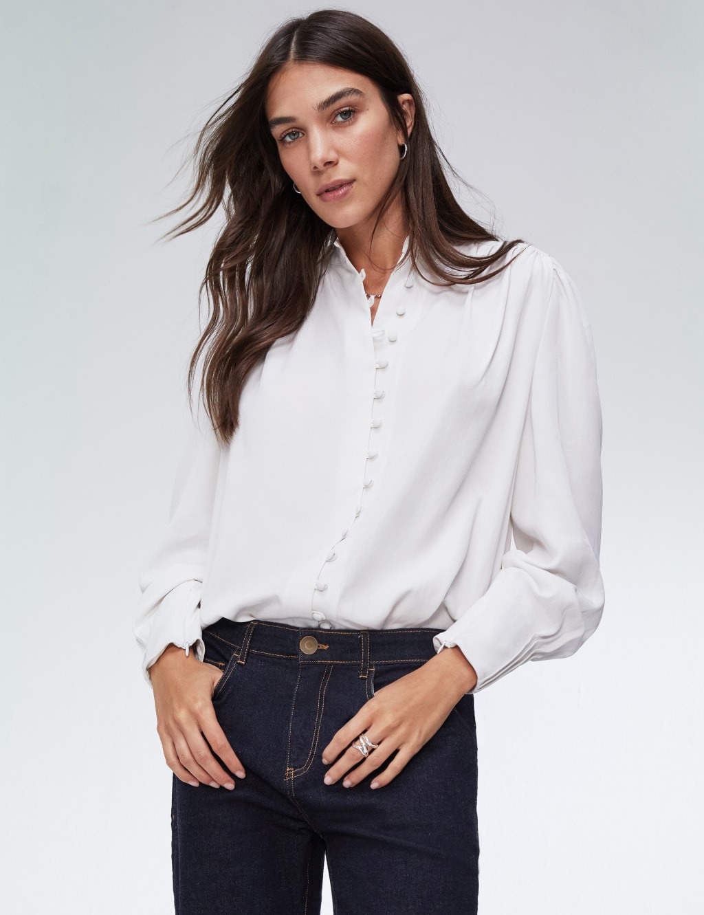 Womens white puff sleeve blouse shop