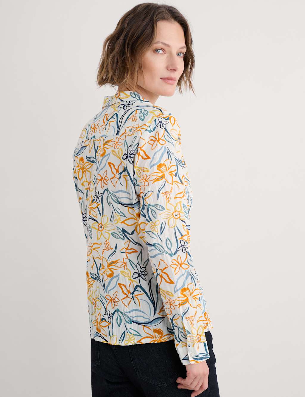 Pure Cotton Floral Collared Shirt 4 of 5