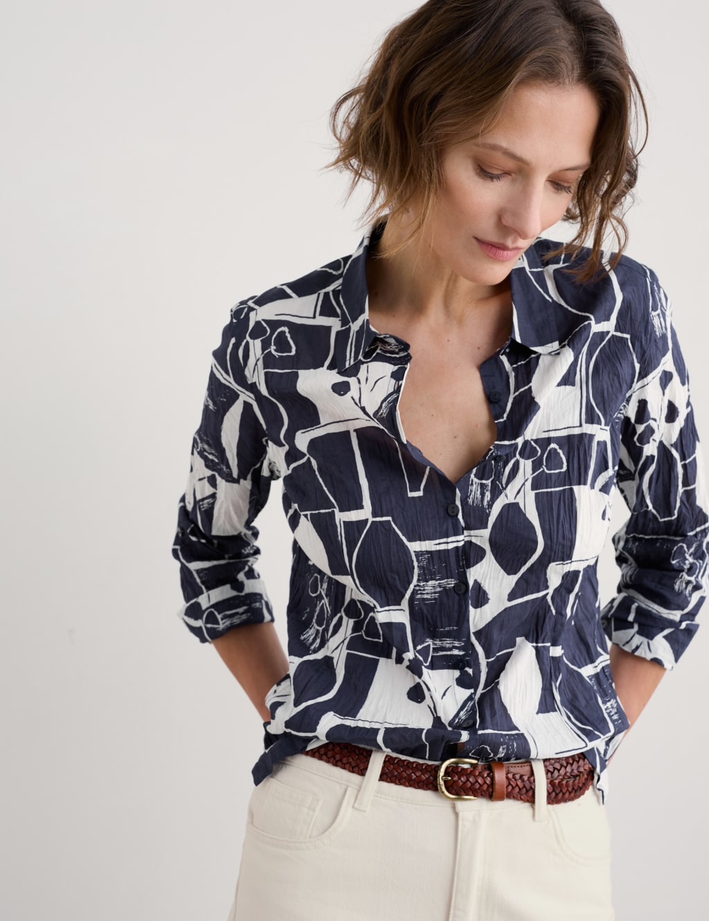 Pure Cotton Abstract Print Collared Shirt 3 of 5
