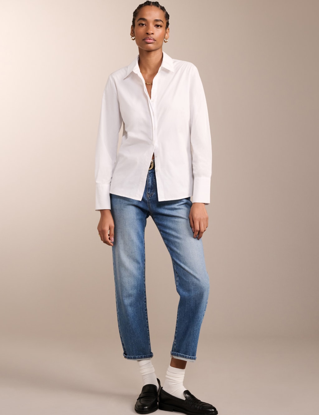 Boyfriend Mid Rise Ankle Grazer Jeans BAUKJEN M S