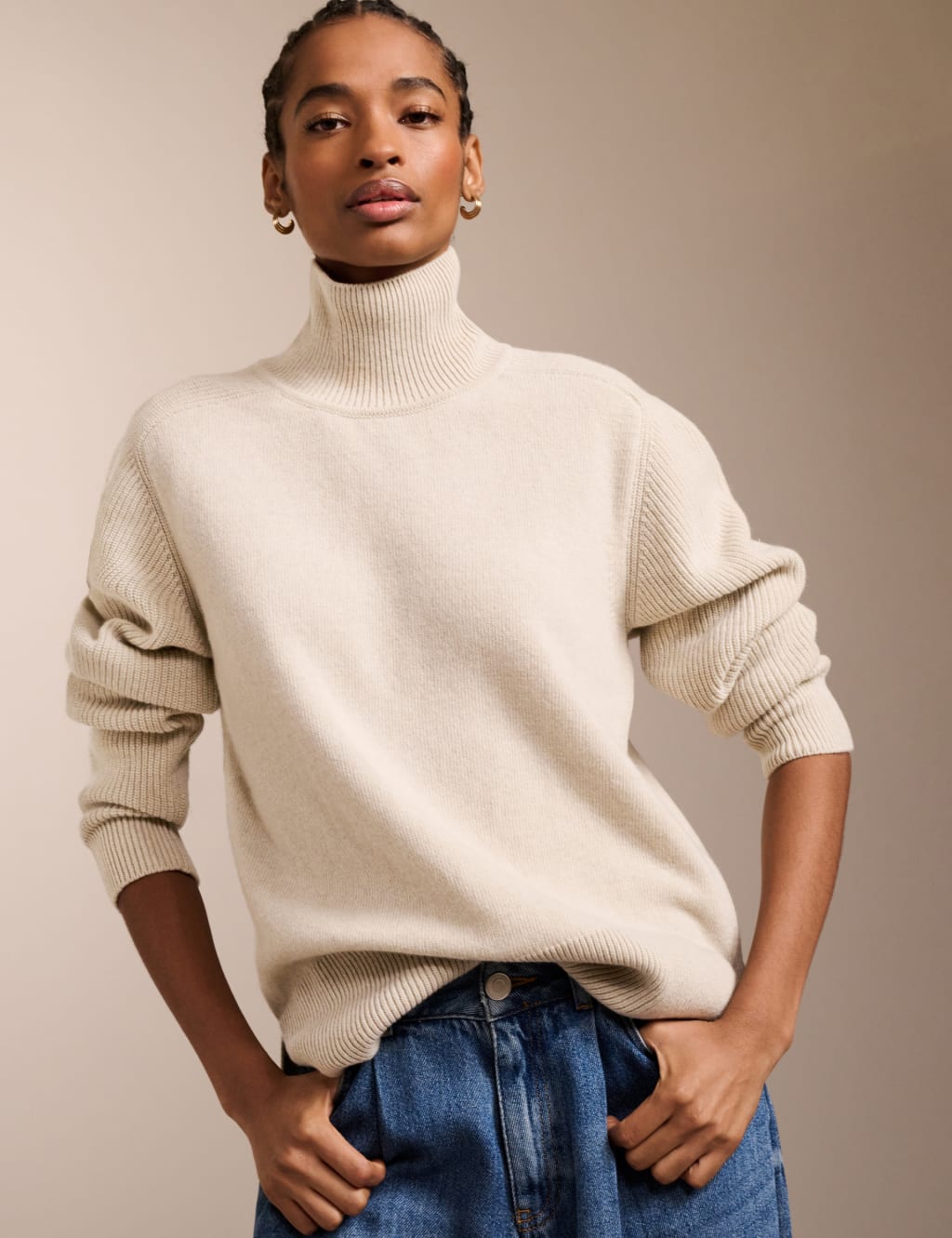 Pure Wool Funnel Neck Split Hem Jumper 1 of 7