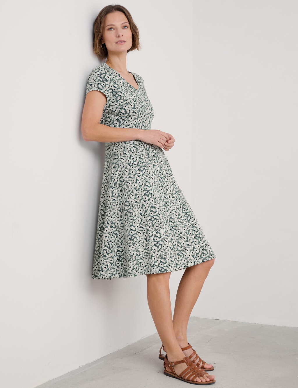 Cotton Rich Floral Fit And Flare Dress 4 of 5