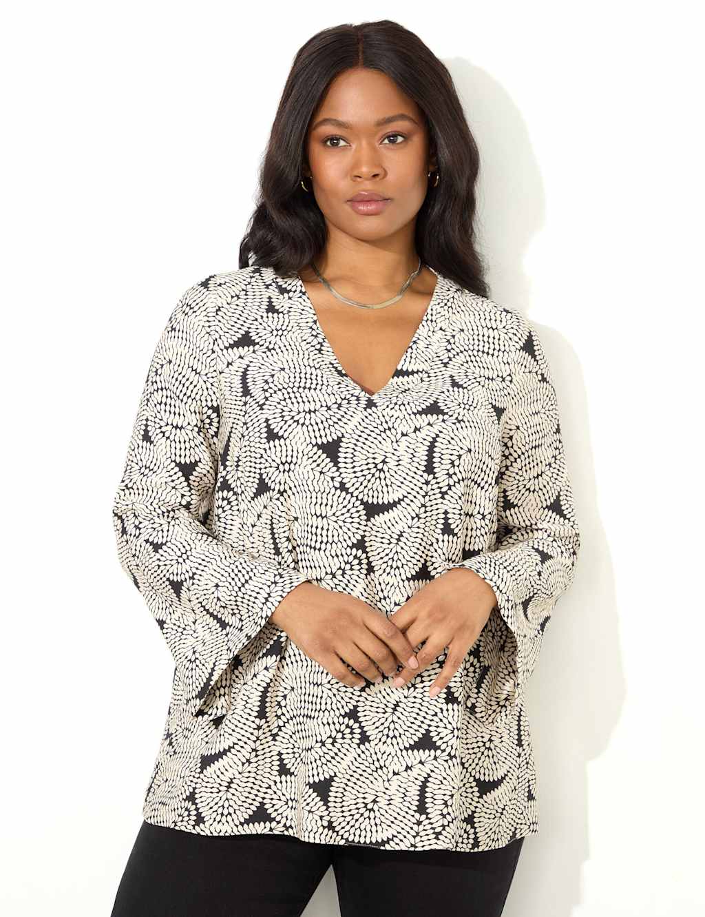 Paisley V-Neck Split Sleeve Blouse 6 of 6