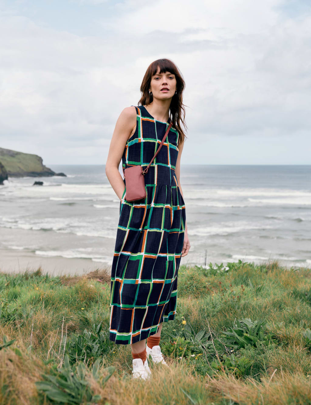 Pure Cotton Checked Midaxi Waisted Dress | Seasalt Cornwall | M&S