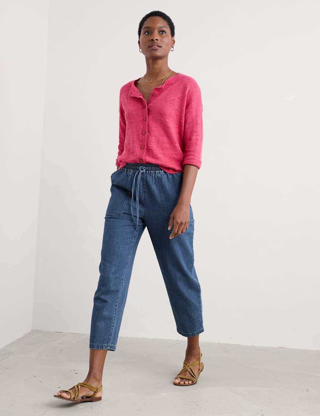 Cotton Rich Cardigan with Linen 4 of 4