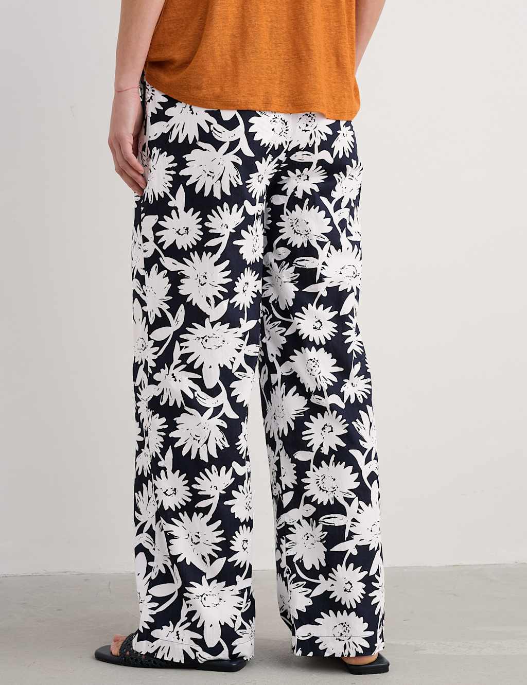 Pure Cotton Floral Elasticated Waist Trousers 3 of 4