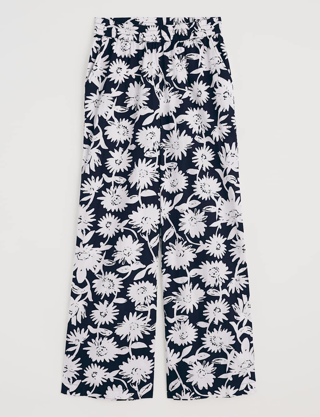 Pure Cotton Floral Elasticated Waist Trousers 2 of 4
