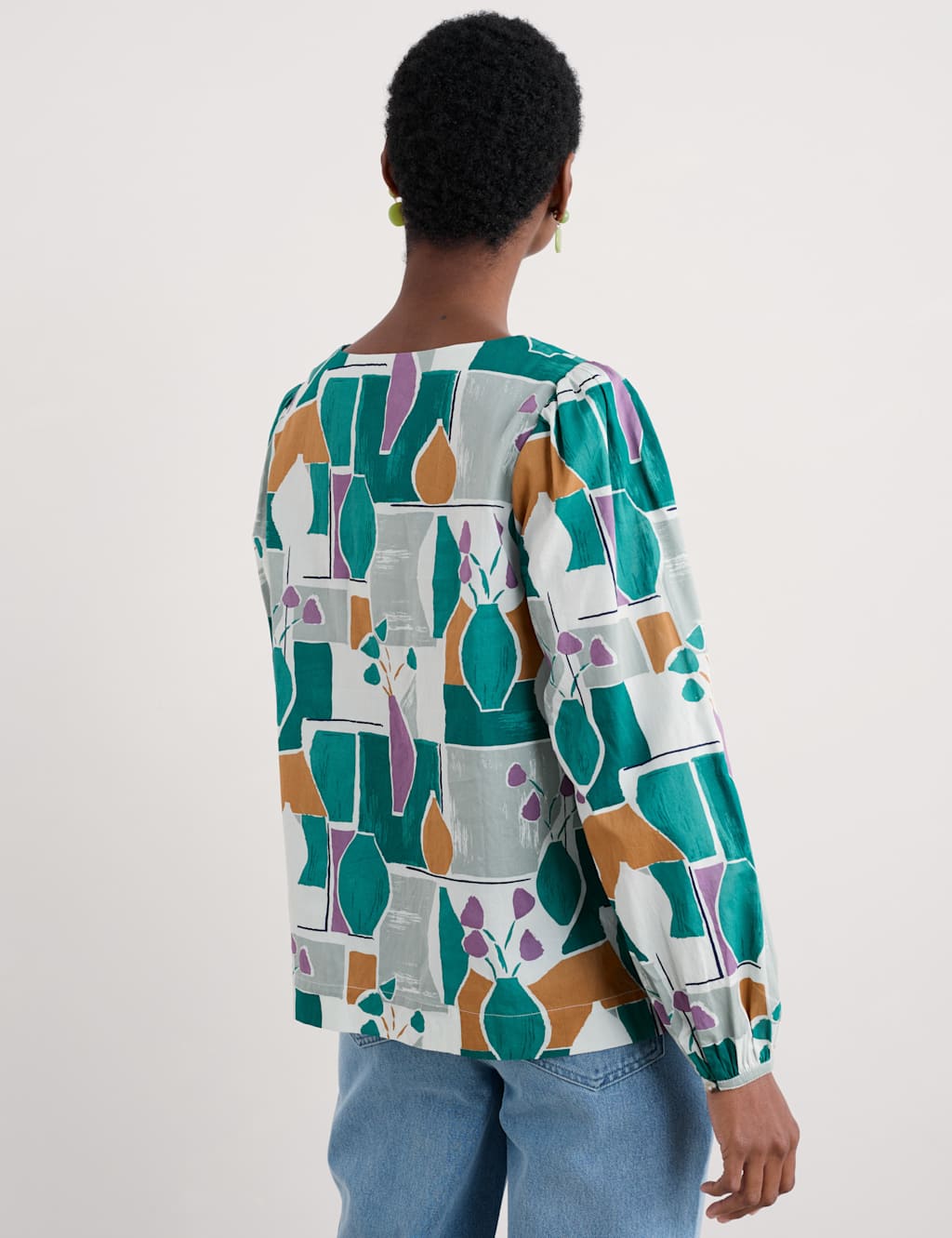 Pure Cotton Printed Scoop Neck Blouse 3 of 4
