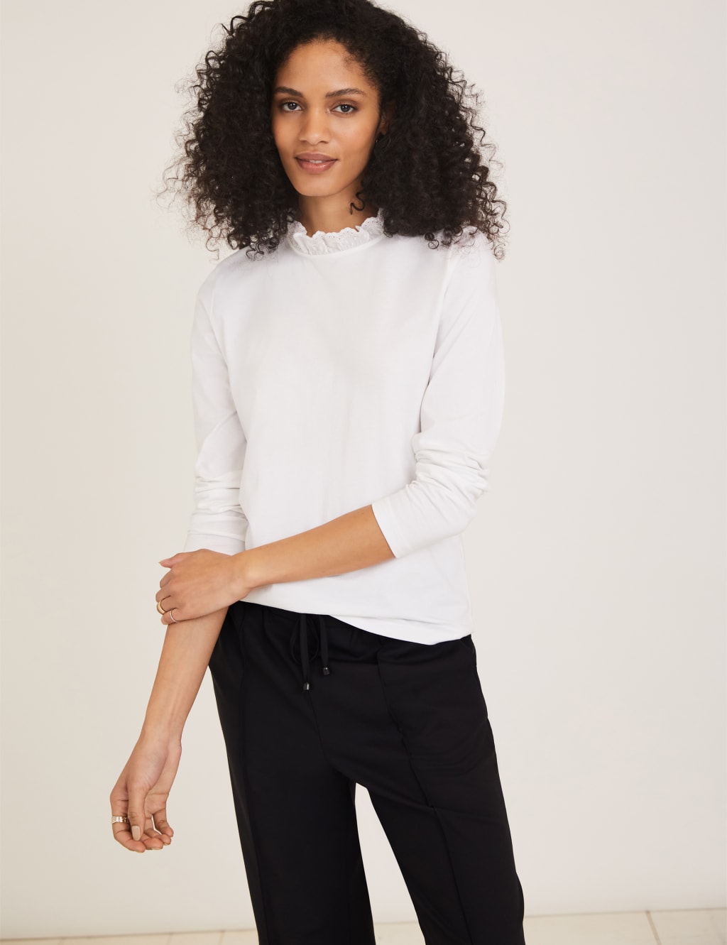 Frill polo neck top top