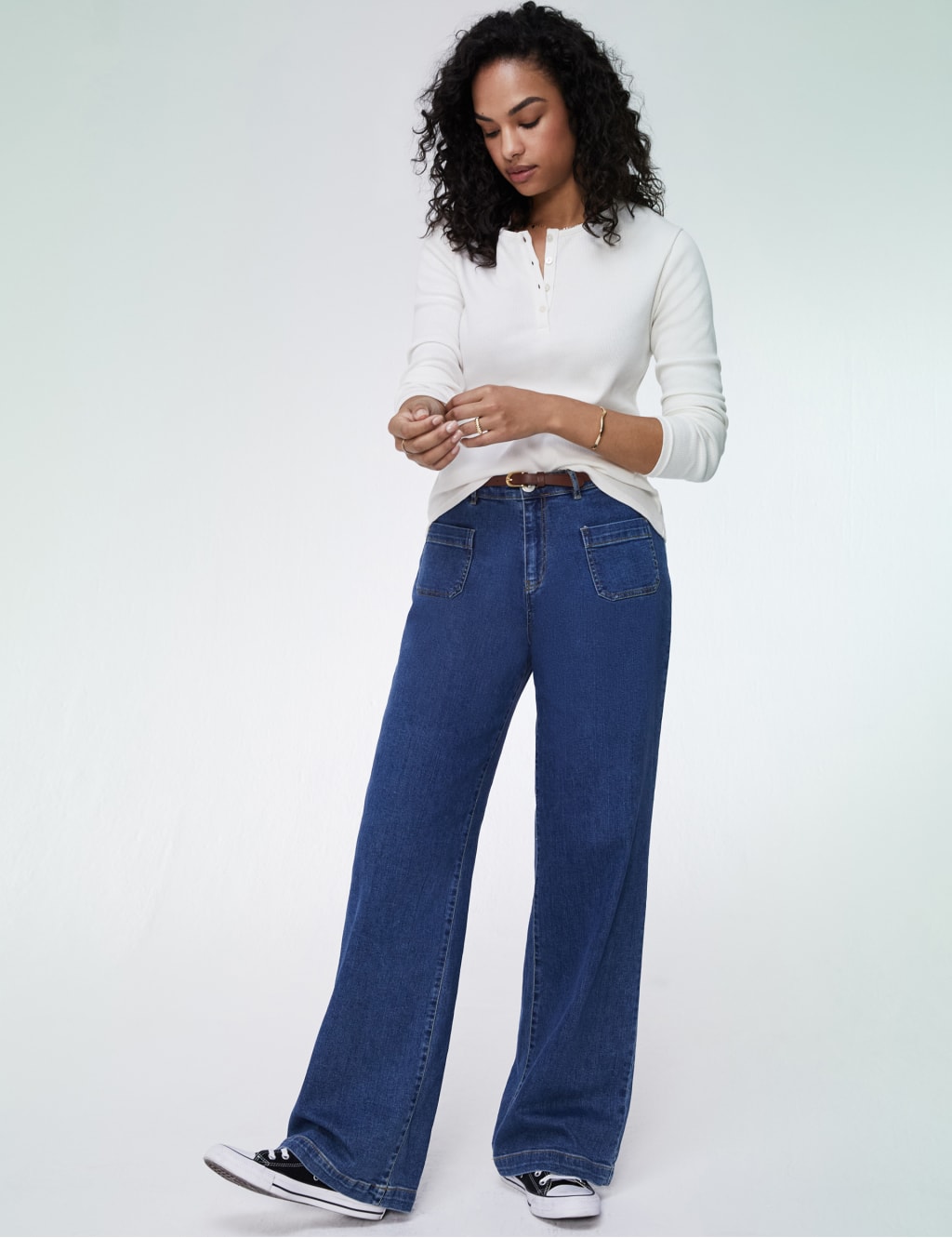 Pure Cotton Ribbed Henley Top 3 of 5