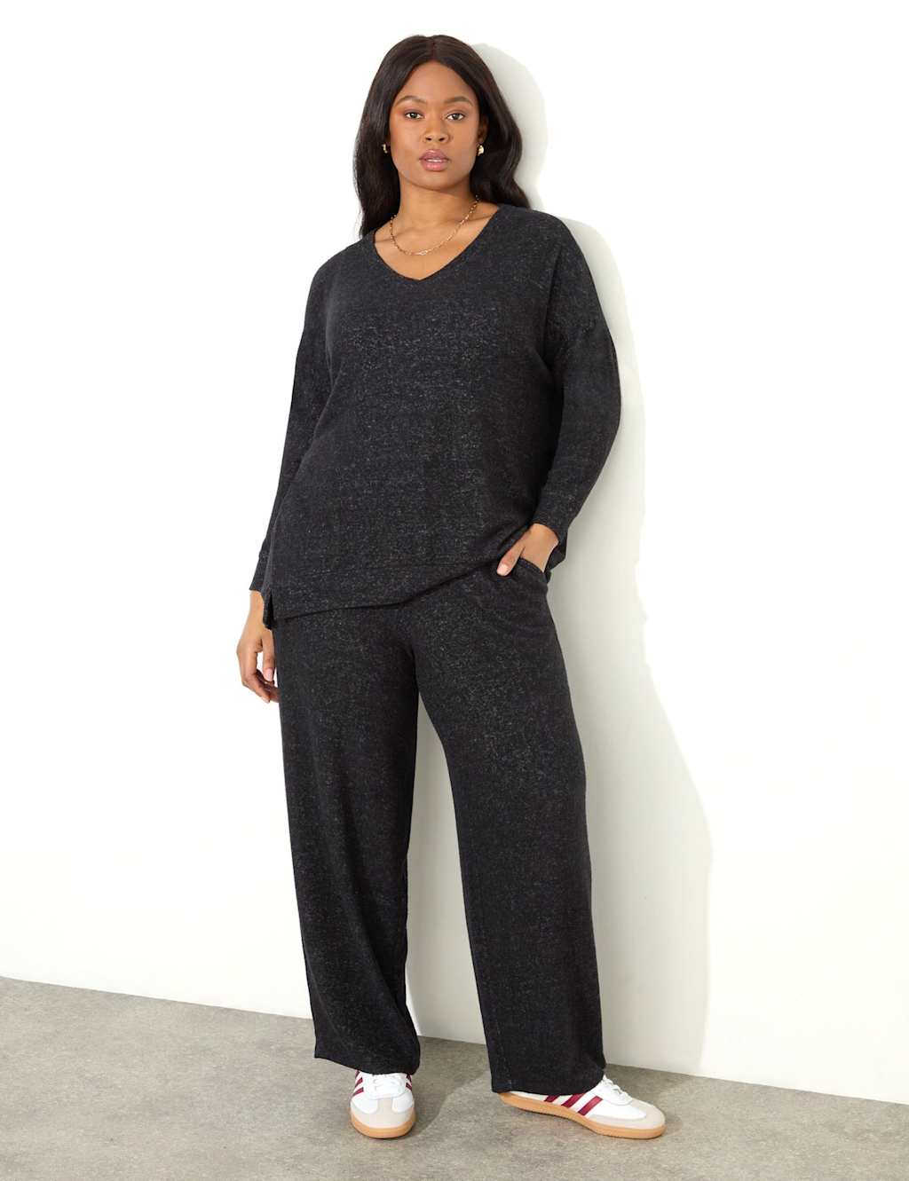Jersey Elasticated Waist Wide Leg Trousers 2 of 4