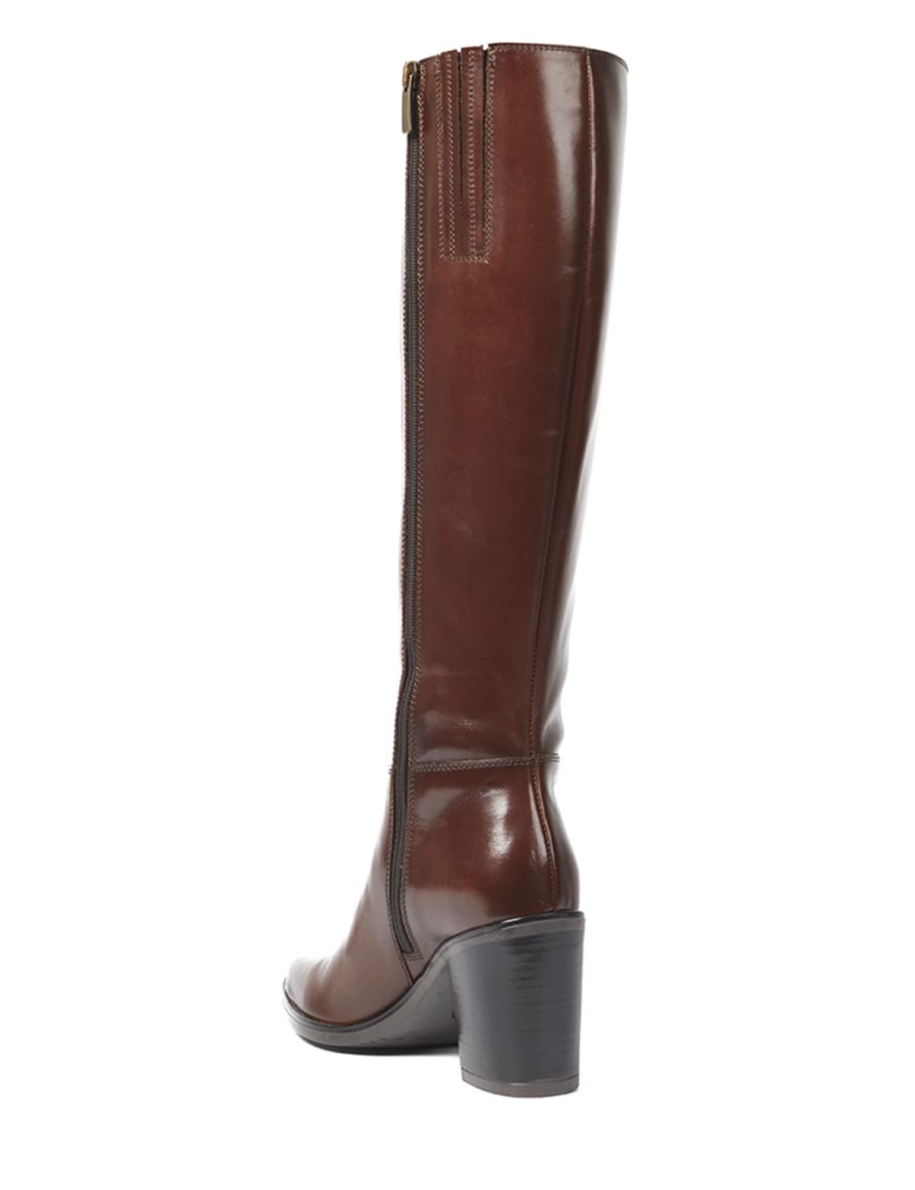 Leather Block Heel Knee High Boots 2 of 5