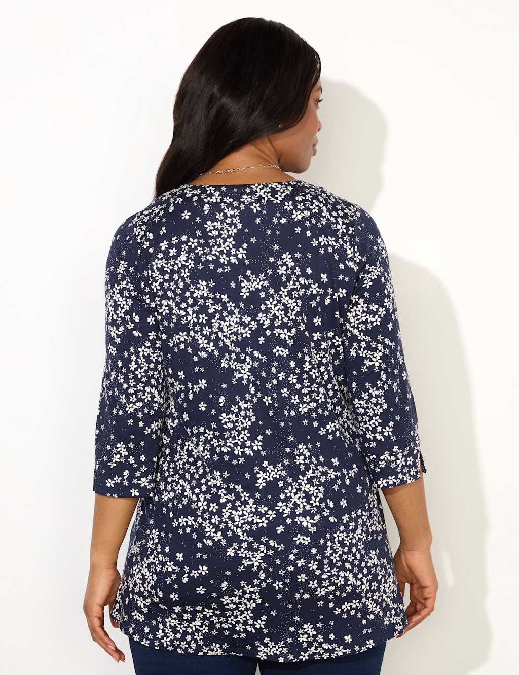 Ditsy Floral V-Neck Split Sleeve Tunic 3 of 3