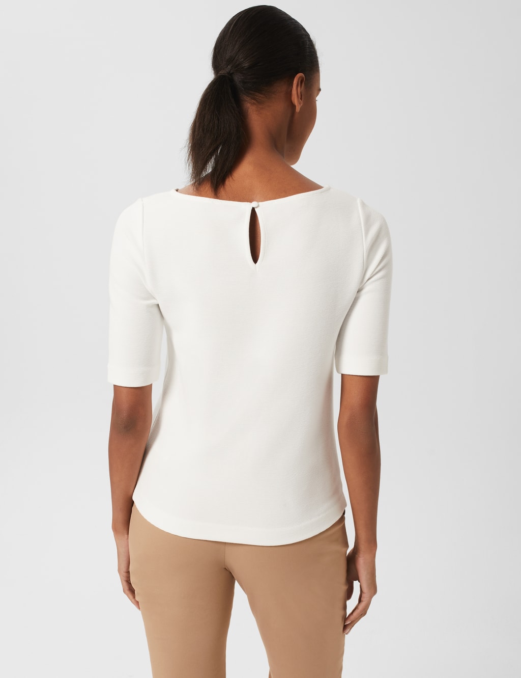 Cotton Blend Crew Neck Top 3 of 4