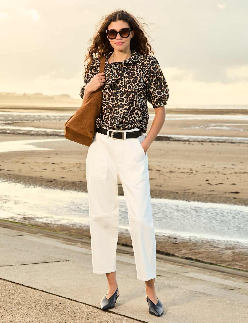 Pure Cotton Animal Print Collared Blouse 3 of 6