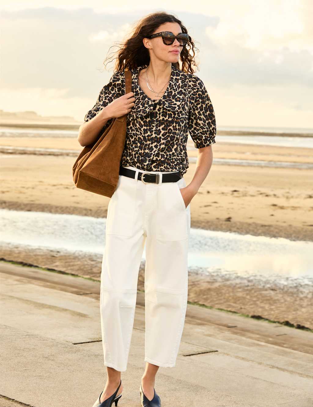 Pure Cotton Animal Print Collared Blouse 4 of 6