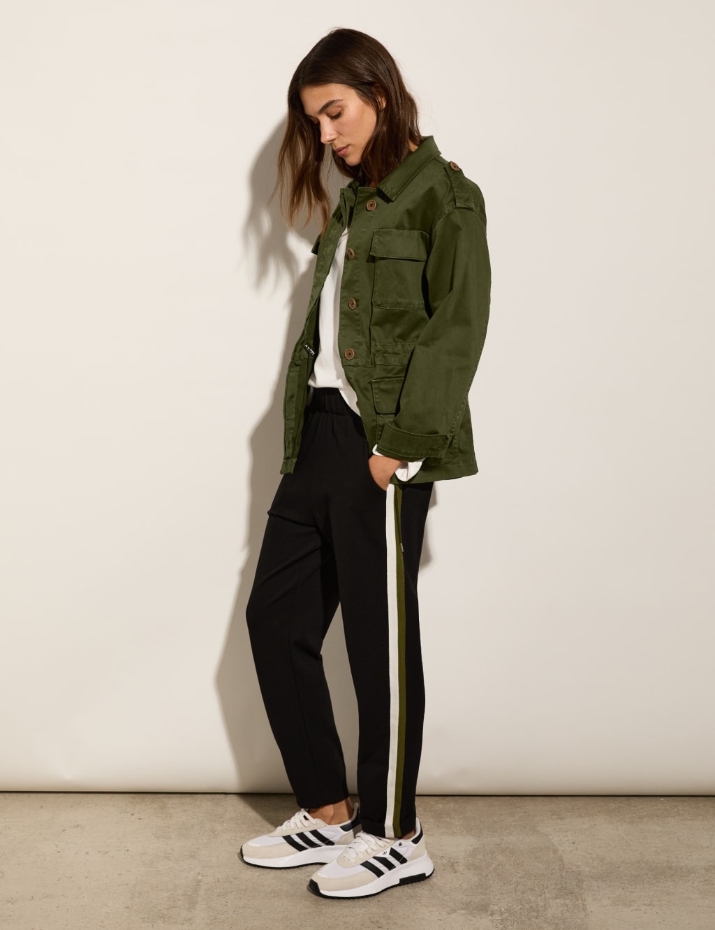 Side Stripe Straight Leg Ankle Grazer Trousers BAUKJEN M S