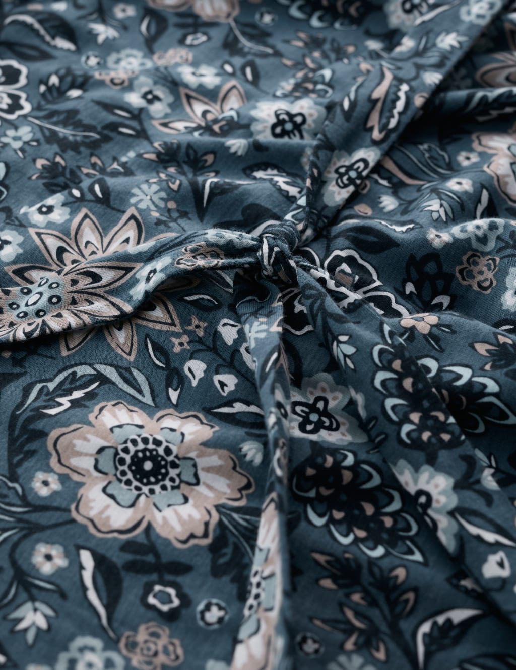 Cotton Blend Floral V-Neck Midi Waisted Dress 5 of 5