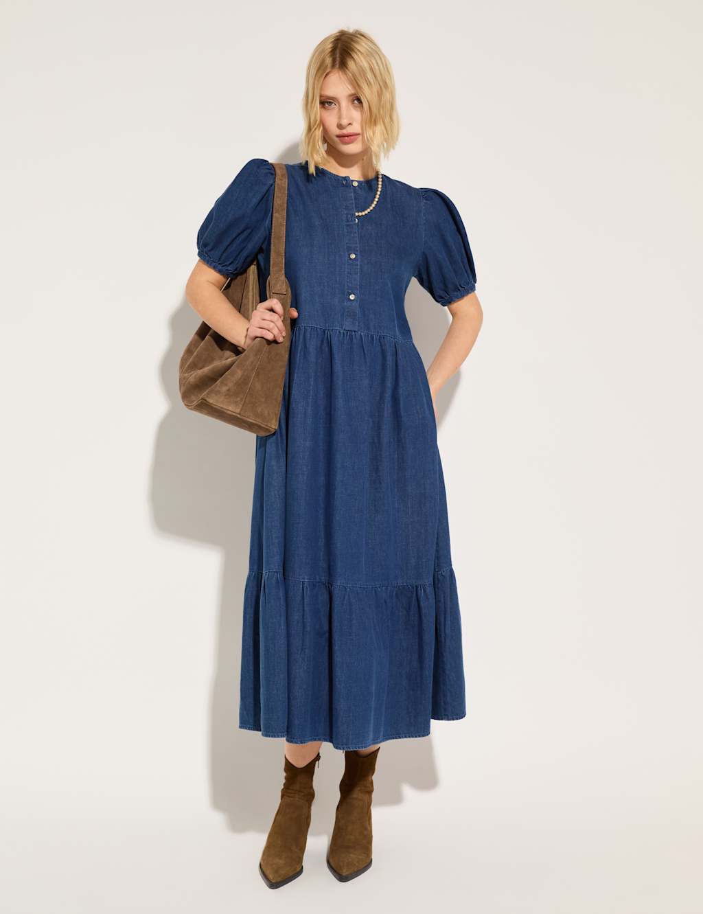 Denim Midi Smock Dress 4 of 6