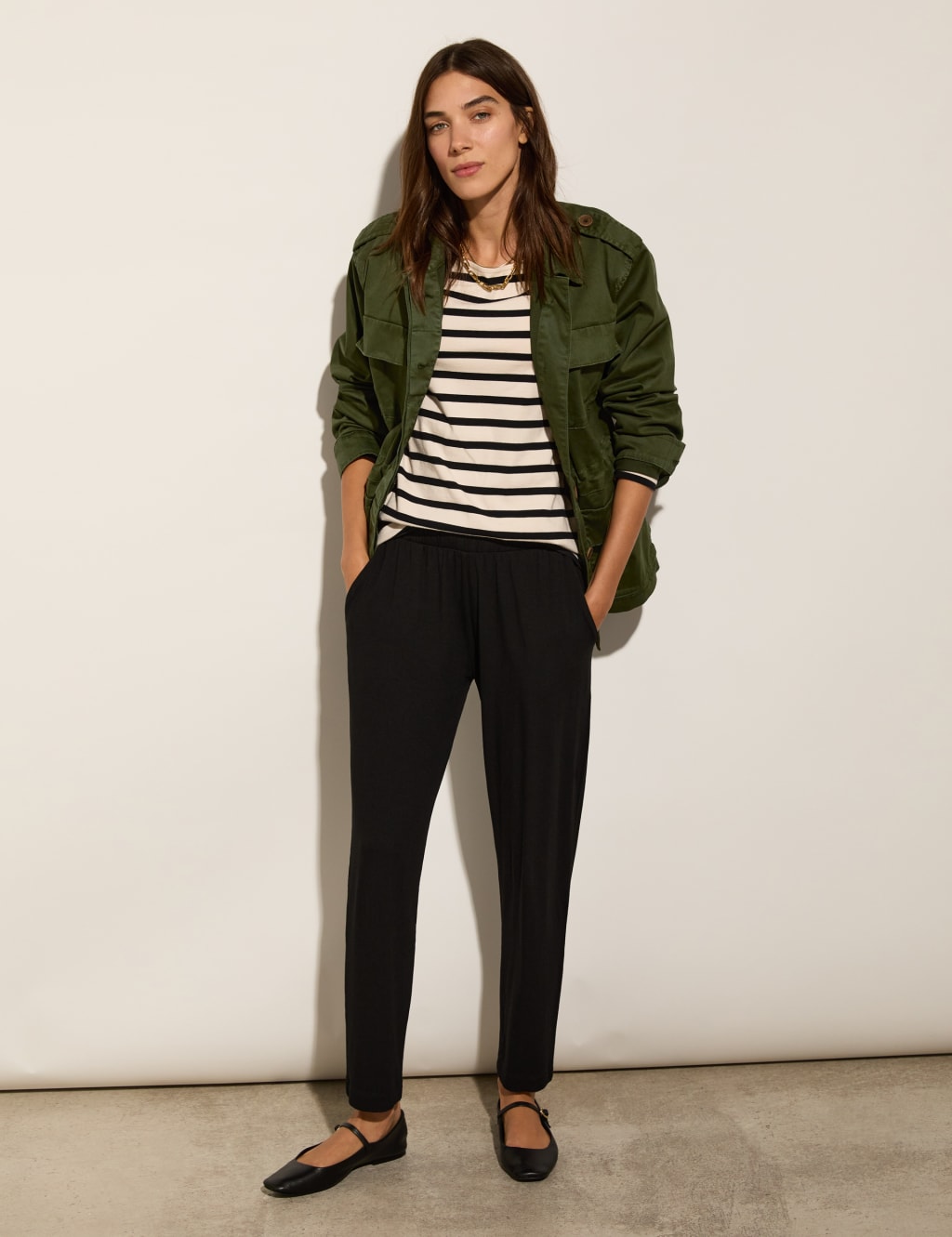Jersey Elasticated Waist Tapered Trousers 1 of 8