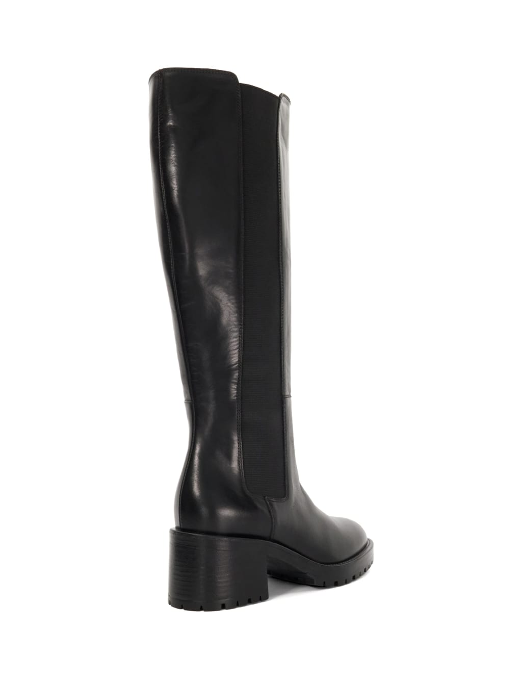Leather Block Heel Round Toe Knee High Boots Dune London M S