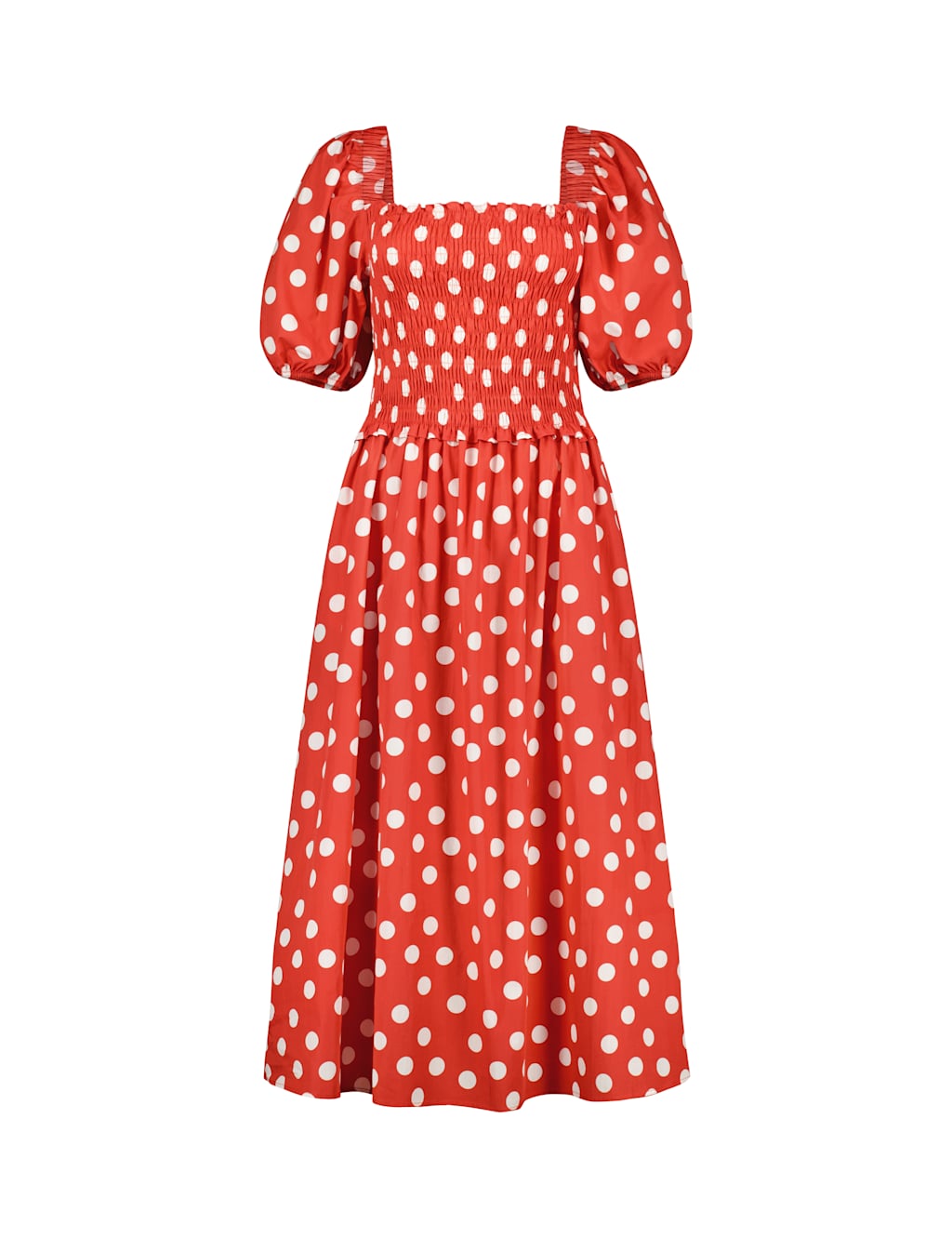 Pure Cotton Polka Dot Midi Smock Dress 2 of 6