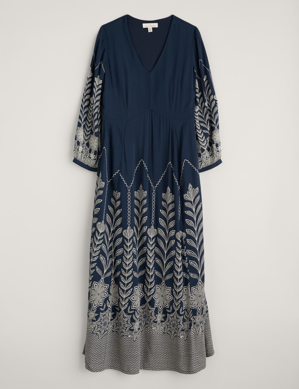 Printed V-Neck Maxi Waisted Dress 2 of 6