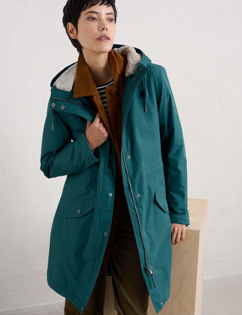 Cotton Rich Waterproof Hooded Longline Jacket Seasalt Cornwall M S