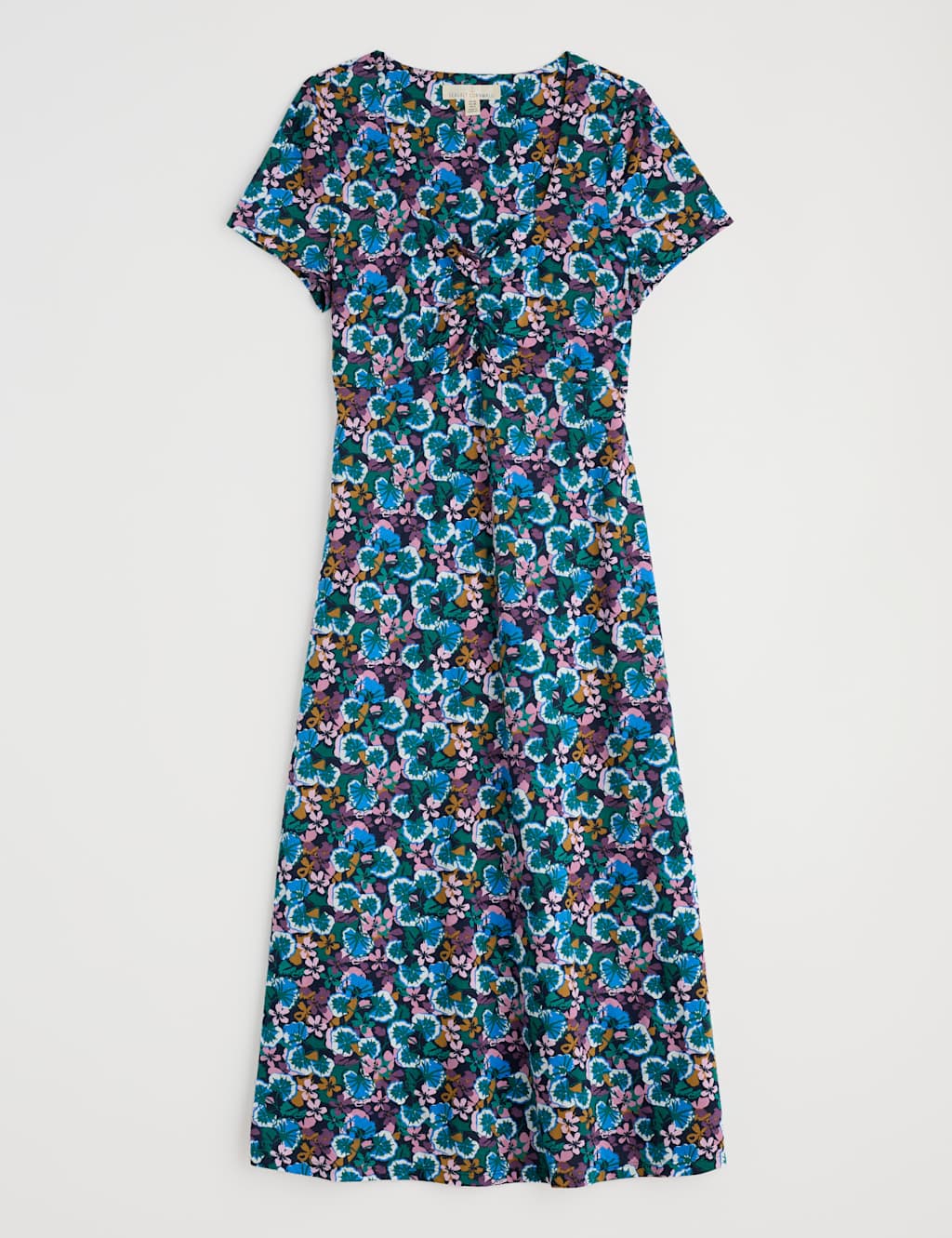 Jersey Floral Midi Waisted Dress 2 of 5