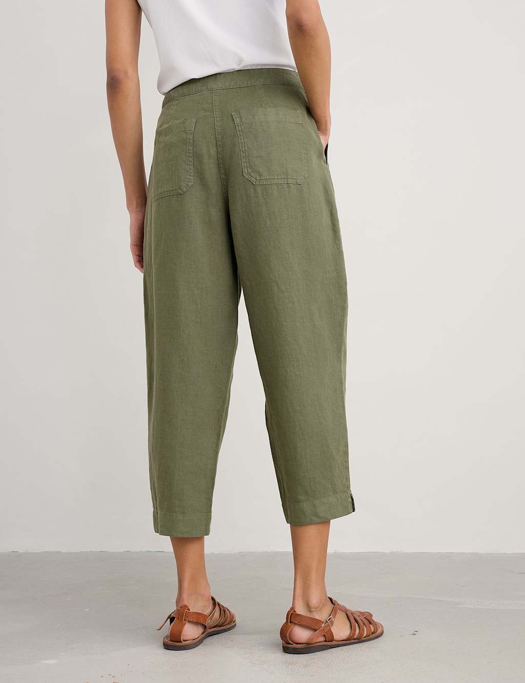 Pure Linen Straight Leg Cropped Trousers 4 of 4