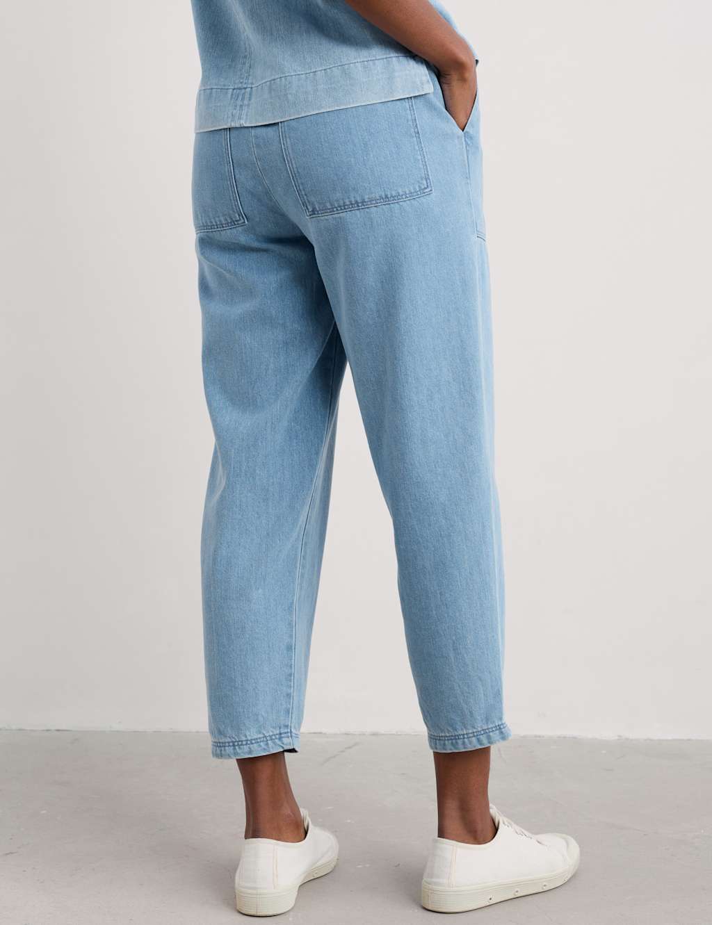 Modal Denim Drawstring Ankle Grazer Trousers 4 of 4