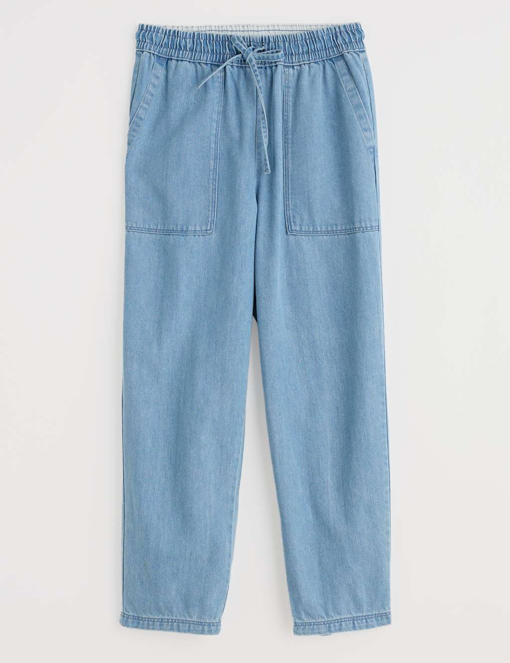 Modal Denim Drawstring Ankle Grazer Trousers 2 of 4