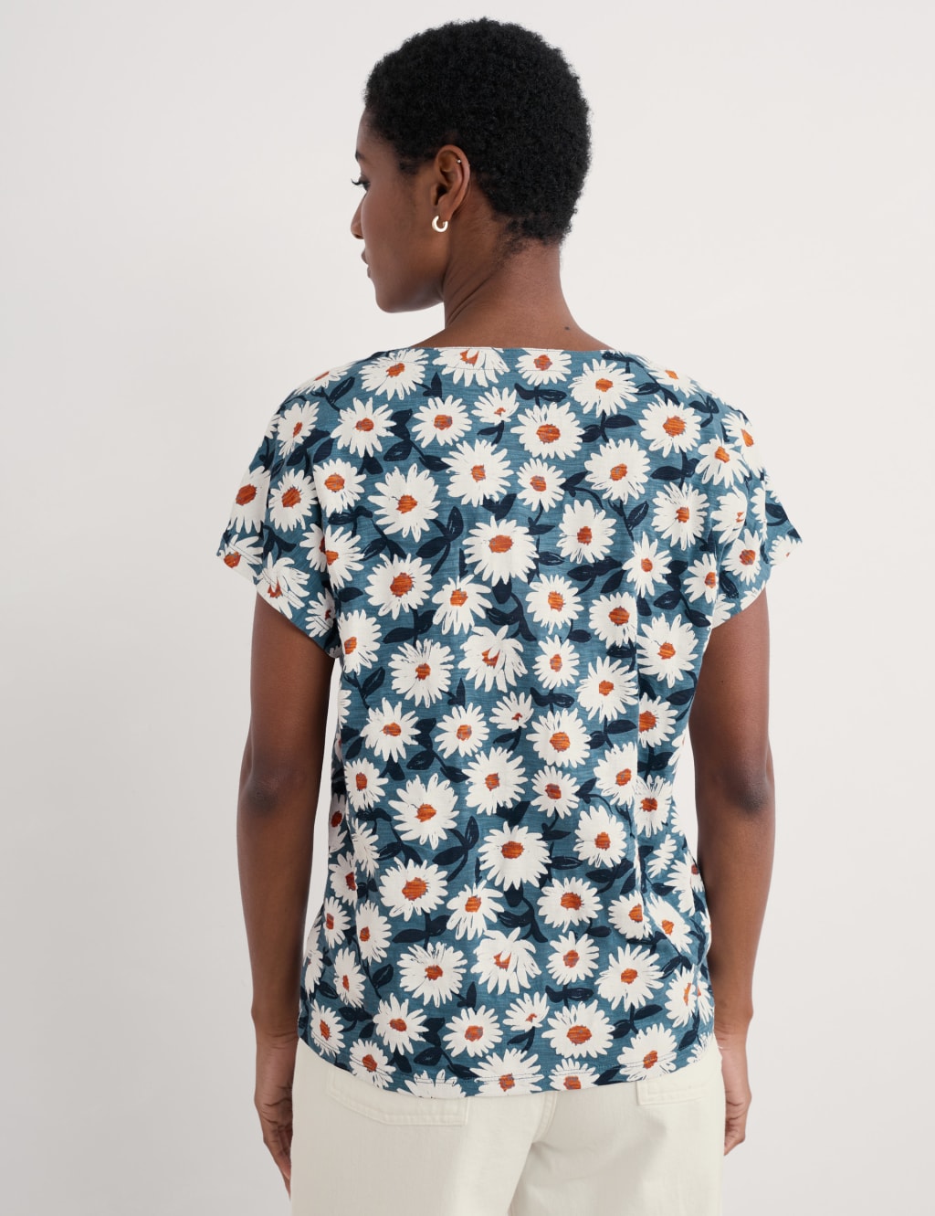Pure Cotton Floral V-Neck Top 3 of 4