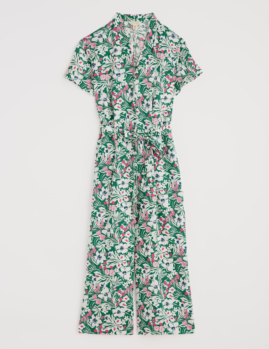 Pure Linen Floral Cropped Jumpsuit 2 of 4