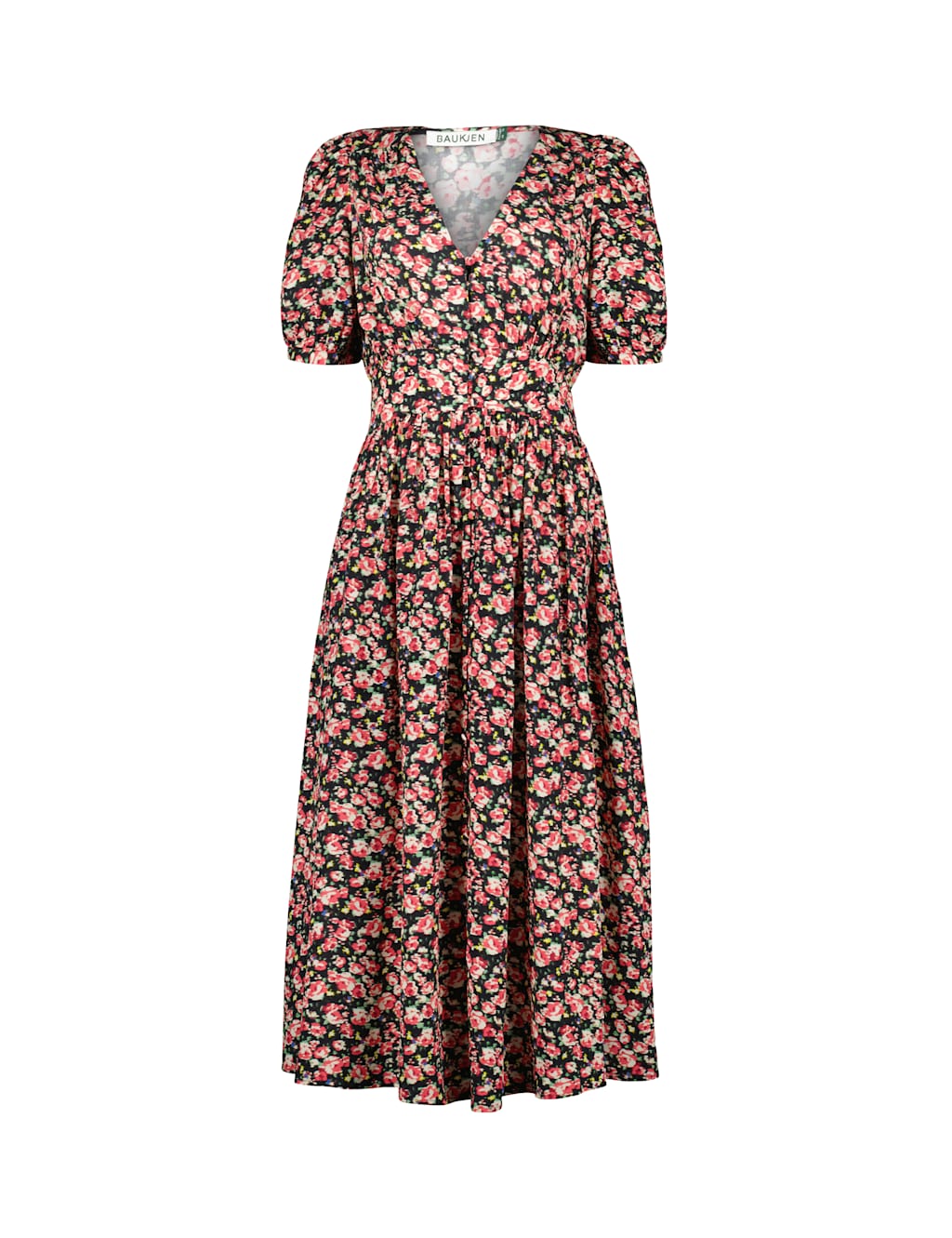 Floral V-Neck Midi Waisted Tea Dress 2 of 3