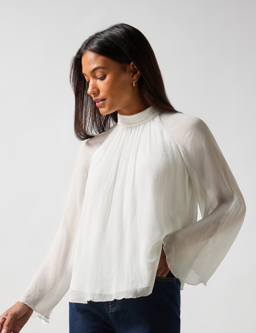 High Neck Relaxed Blouse 1 of 4