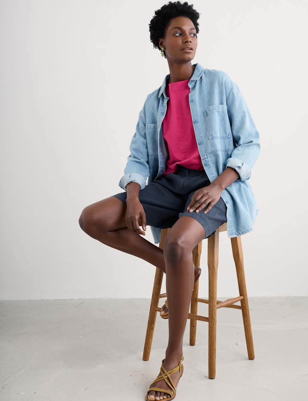 Pure Cotton Slash Neck Relaxed T-Shirt 3 of 4