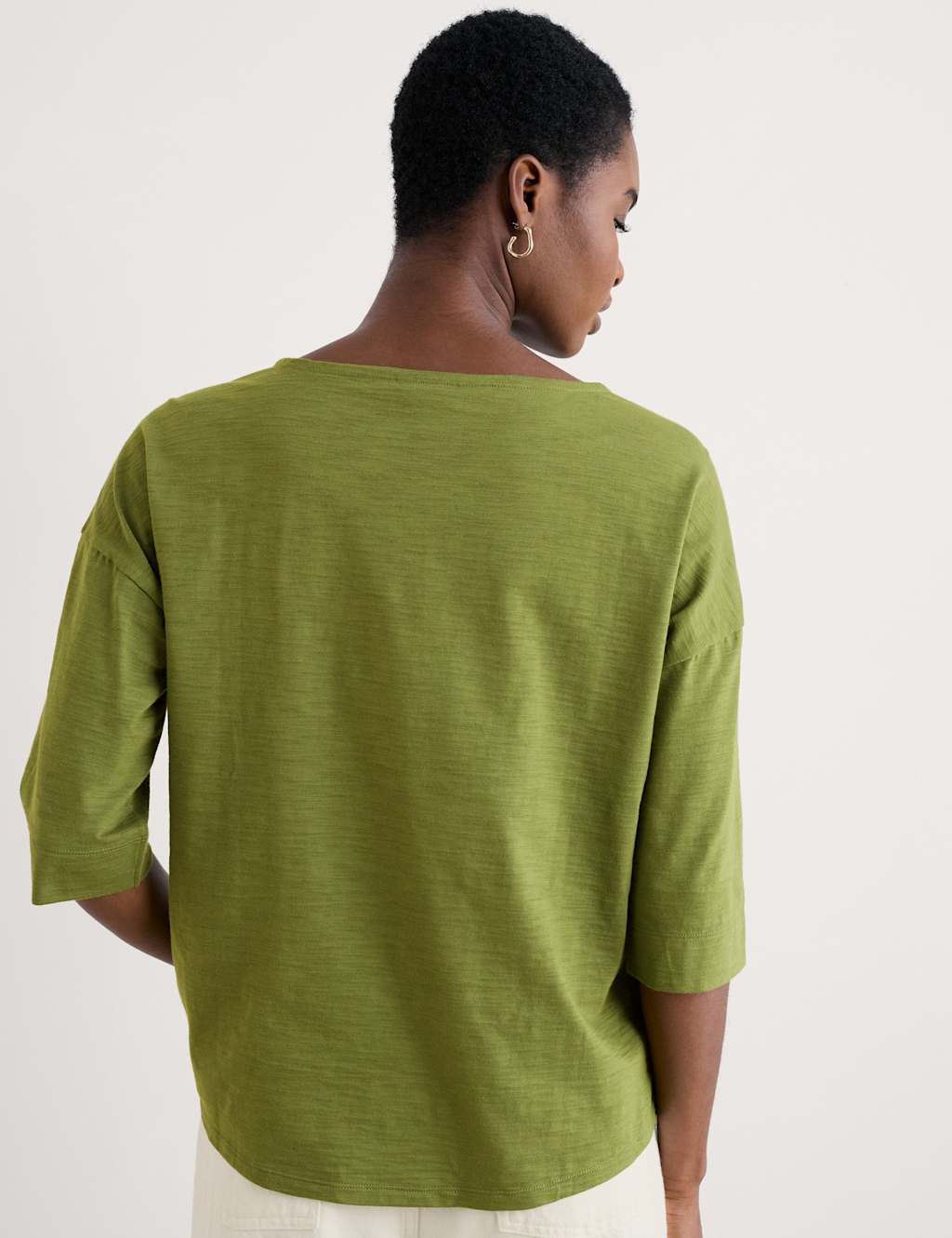Pure Cotton Slash Neck Relaxed T-Shirt 4 of 4