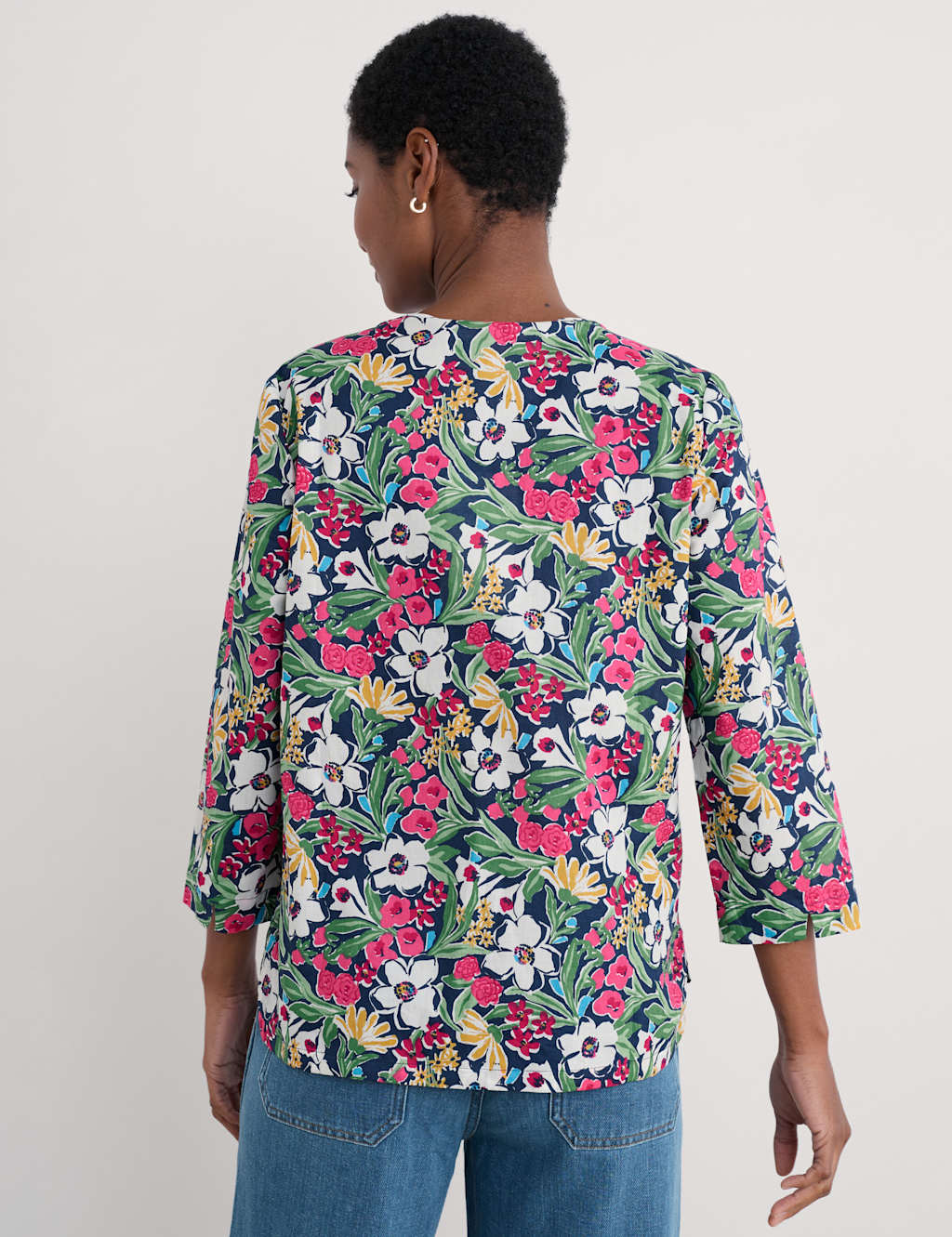 Pure Cotton Floral Notch Neck Relaxed Top 4 of 4