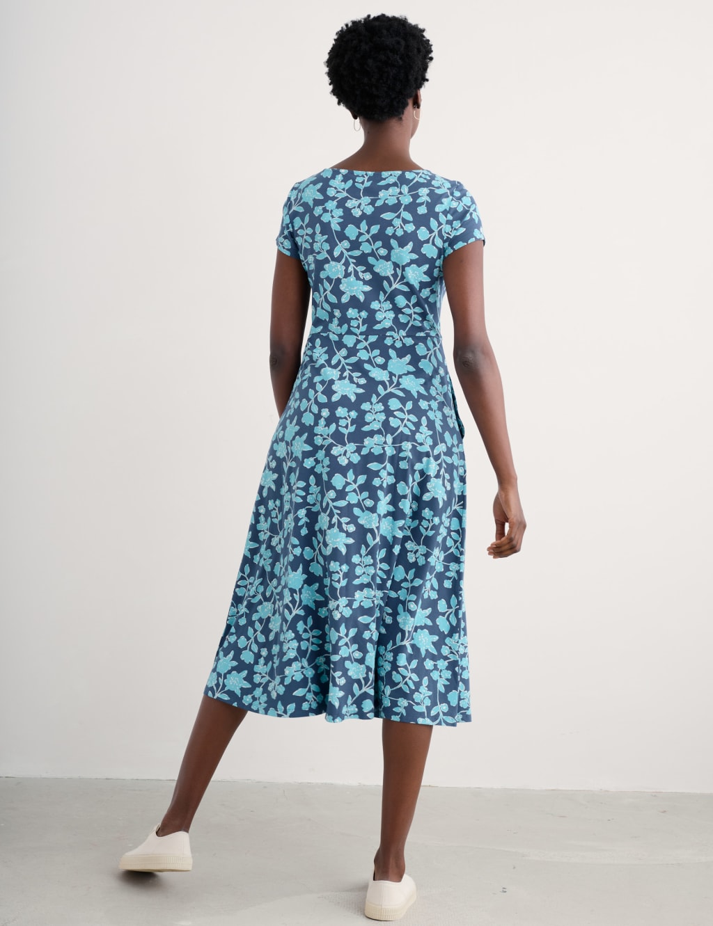 Cotton Rich Floral Midi Skater Dress 4 of 5